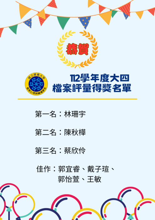 【恭賀】112學年度大三大四檔案評量得獎名單圖片