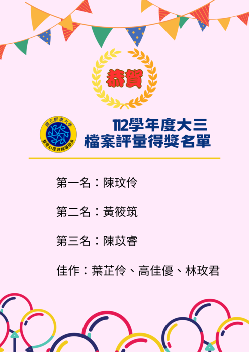 【恭賀】112學年度大三大四檔案評量得獎名單圖片